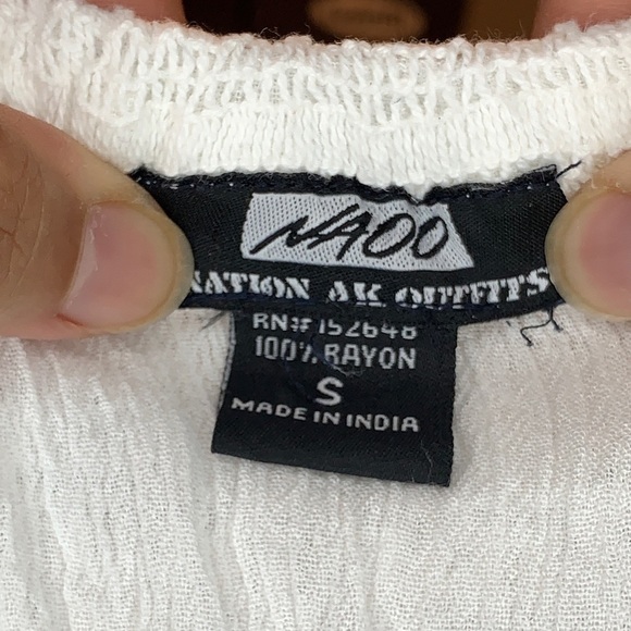 NAOO Nation AK Outfitters Boho Gauze /White Off Shoulder Maxi Dress Women… - Picture 7 of 8